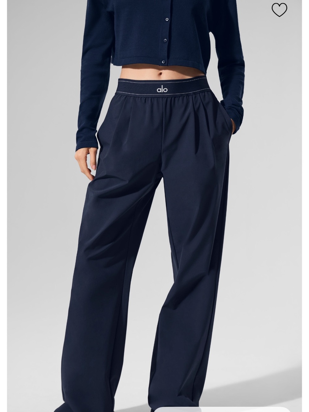 ALO Yoga Navy Wide-Leg Pullover Lounge Pants Small Long